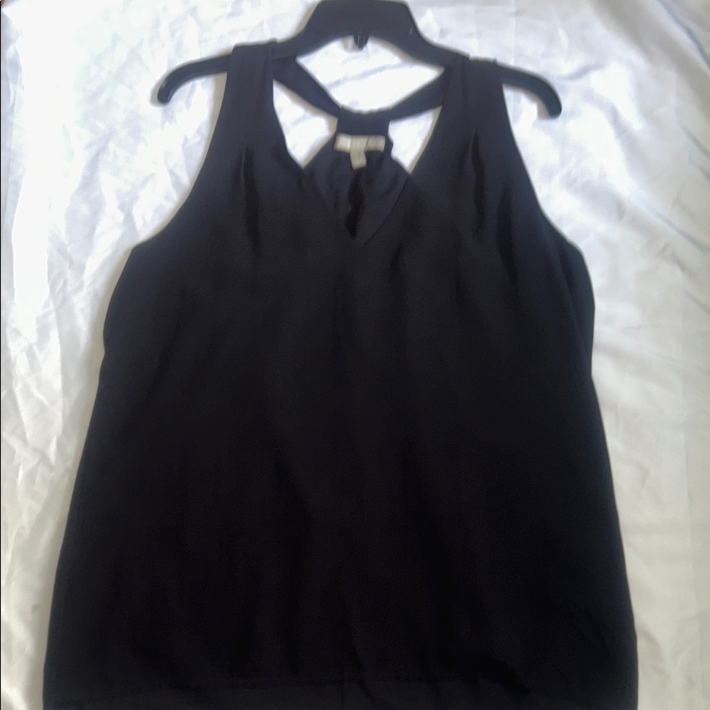 Sleeveless Black Women's Top with Back Strap Detail